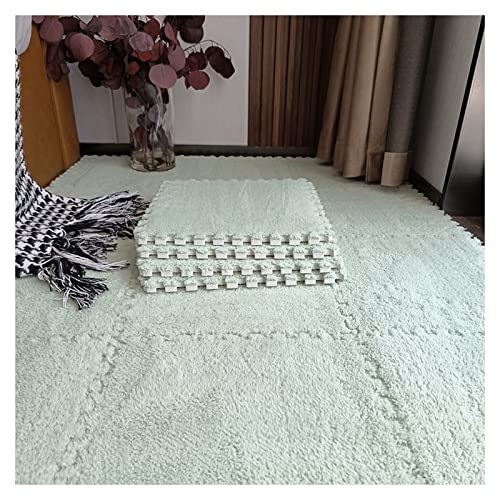 LRFNKCT Teppichfliesen, Flauschige ineinander greifende Teppichfliesen, quadratische Teppiche, Teppichbodenfliesen, Übungsspielmatte for das Wohnzimmerschlafzimmer zu Hause(Light Green) von LRFNKCT