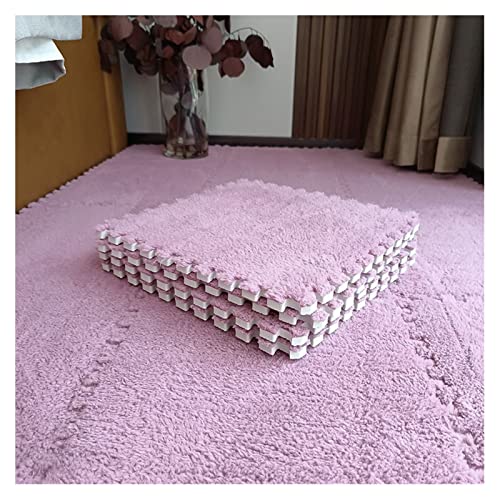LRFNKCT Teppichfliesen, Flauschige ineinander greifende Teppichfliesen, quadratische Teppiche, Teppichbodenfliesen, Übungsspielmatte for das Wohnzimmerschlafzimmer zu Hause(Pink) von LRFNKCT