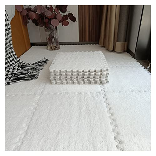 LRFNKCT Teppichfliesen, Flauschige ineinander greifende Teppichfliesen, quadratische Teppiche, Teppichbodenfliesen, Übungsspielmatte for das Wohnzimmerschlafzimmer zu Hause(White) von LRFNKCT