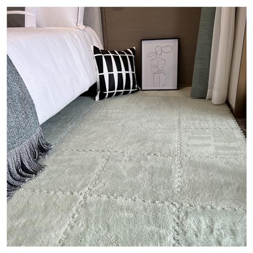 LRFNKCT Teppichfliesen, Ineinander greifende Schaumstoff-Bodenmatten, 10 Stück quadratische Plüsch-Bodenfliesen,(Light Green) von LRFNKCT