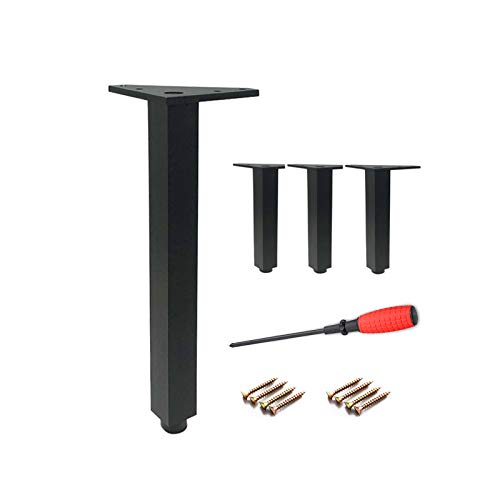 LRFNKCT Tischbeine,Möbelbeine, verstellbare quadratische Möbelbeine, Metallbeine for Möbelschränke, Schrankfüße aus Aluminium,for Sofas und Schreibtische mit Befestigungsschrauben(Black,10cm/4in) von LRFNKCT