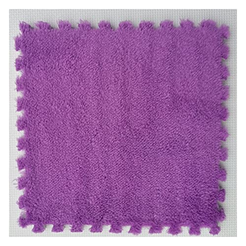 LRFNKCT Verdickte ineinander greifende Teppichfliesenmatten,Flauschiger weicher Schaumstoff-Teppich for Wohnzimmer und Schlafzimmer,schützende Bodenteppich-Spielmatte(Dark Purple) von LRFNKCT