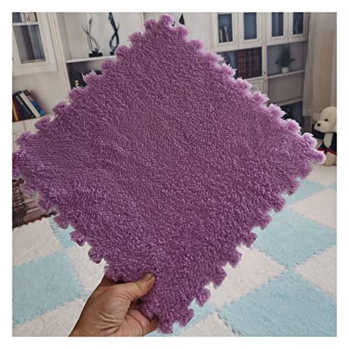 LRFNKCT Verdickte ineinander greifende Teppichfliesenmatten,Flauschiger weicher Schaumstoff-Teppich for Wohnzimmer und Schlafzimmer,schützende Bodenteppich-Spielmatte(Purple) von LRFNKCT