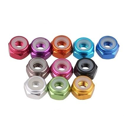 Muttern, Eisenwarenmuttern, Aluminiumlegierung Nyloneinsatz Sicherungsmuttern Selbstsichernde Muttern Mehrfarbig eloxiert(Black,M2) von LRFNKCT