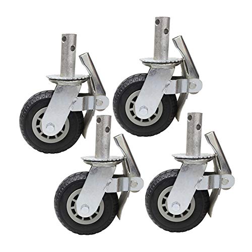 Rollenräder, Lenkrolle, Hochleistungsrollen, 6-Zoll-Gerüstrad mit Bremsrad Hochleistungsgummirad Polyurethan-Nylon-Universalradschrauben-Hebegestell von LRFNKCT
