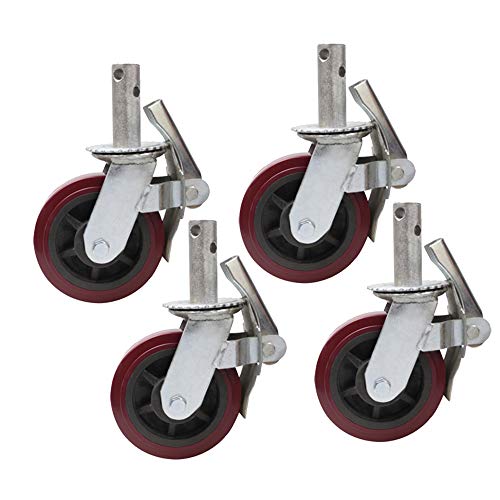 Rollenräder, Lenkrolle, Hochleistungsrollen, 6-Zoll-Gerüstrad mit Bremsrad Hochleistungsgummirad Polyurethan-Nylon-Universalradschrauben-Hebegestell von LRFNKCT