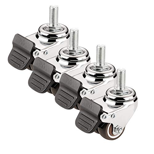 Rollenräder, Lenkrolle, Schwerlastrollen, Zweireihiges Rad M12 Stummes Möbelgummirad Lenkrad mit Bremsschraube Schraube Nähmaschine Universalrad von LRFNKCT