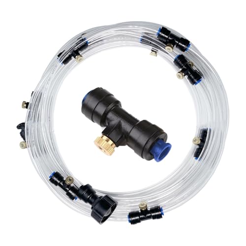 Sprühdüsen, Kühlsystem for Außennebel mit transparentem Schlauch, Messing-Nebeldüsen(Black,10M(32.8ft)) von LRFNKCT