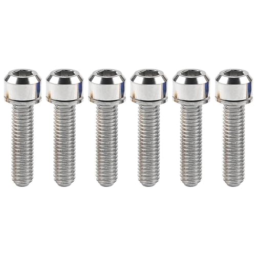 Titan-Schraube, 6 Stück Titanbolzen M6x16 18 20 25 35 mm Innensechskantkopf mit Unterlegscheibe for Fahrradschaftschrauben, gebrannt blau, M6,35 mm(Silver,25mm) von LRFNKCT