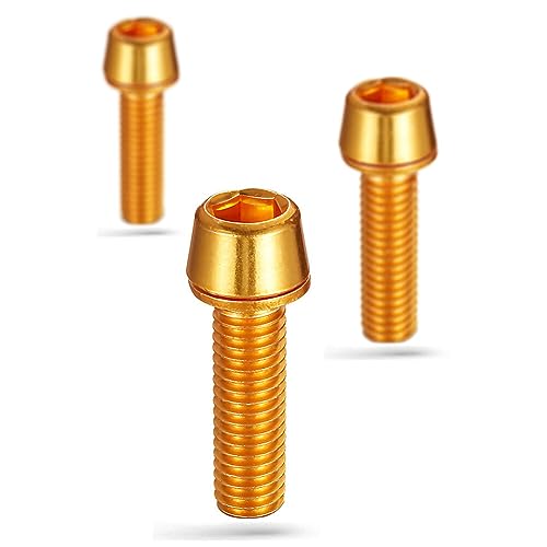 Titan-Schraube, Titan Ti Allen Hex M5x18mm Kegelkopfschraube mit Unterlegscheibe Schraube for Fahrradschaftteile(Gold) von LRFNKCT