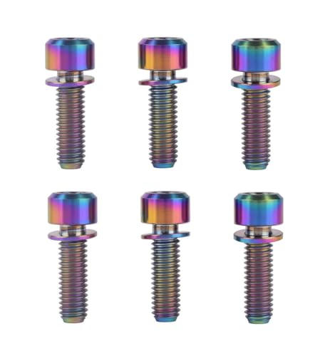 Titan-Schraube, Titanbolzen M5x16 18 20mm Allen Hex Fahrradschrauben mit Unterlegscheibe for Mountainbike-Vorbauteile(Colorful,M5X18mm) von LRFNKCT