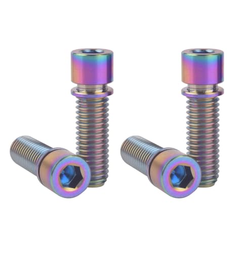 Titan-Schraube, Titanschraube M7 x 20mm 25mm mit Unterlegscheiben Inbuskopf for Fahrradvorbauschrauben 4St(Colorful,M7X20mm) von LRFNKCT