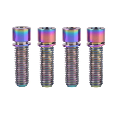 Titan-Schraube, Titanschraube M7 x 20mm 25mm mit Unterlegscheiben Inbuskopf for Fahrradvorbauschrauben 4St(Colorful,M7X25mm) von LRFNKCT