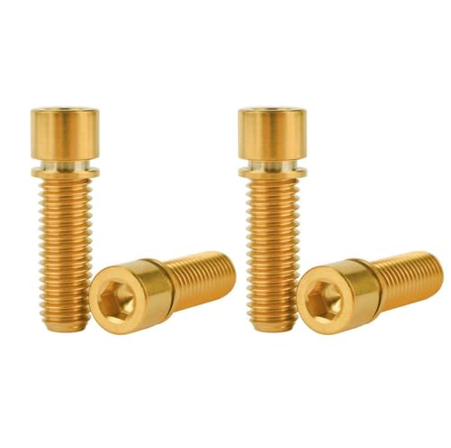Titan-Schraube, Titanschraube M7 x 20mm 25mm mit Unterlegscheiben Inbuskopf for Fahrradvorbauschrauben 4St(Gold,M7X20mm) von LRFNKCT