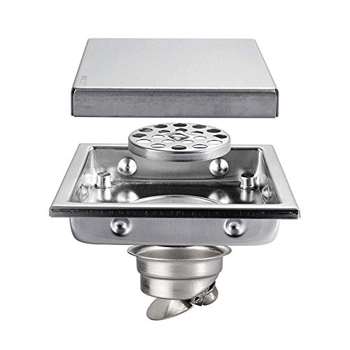 shower drain, Abflussabdeckung, Duschabflussabdeckung, quadratischer Duschbodenablauf mit Chrom-Finish, 4 Zoll Messing-Bodenablauf, zeitgemäß mit abnehmbarem Sieb for Familienbadezimmerhotels von LRFNKCT
