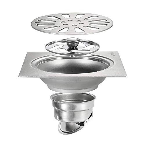 shower drain, Abflussabdeckung,Duschablaufabdeckung,Duschablauf Messing quadratischer Bodenablauf 4 Zoll Duschbodenablauf mit abnehmbarem Abdeckgitter Badezimmer-Duschabfallablauf,Antike Bronze von LRFNKCT