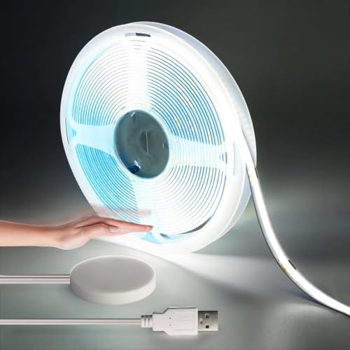 LRGBST 5V USB COB LED Streifen, 1M Weiß Dimmable LED Strip Light With Berühren und Hand Sweep Dimmer Schalten For Akustikpaneele Vitrinen Regal Schrank Beleuchtung von LRGBST