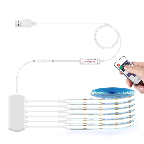 LRGBST 5V USB COB LED Streifen, 6 Rollen 1M Weiß COB LED Strip Light with Remote control Dimmer Für Akustikpaneele Schrank Shelves Vitrinen Regal Küchen Beleuchtung von LRGBST
