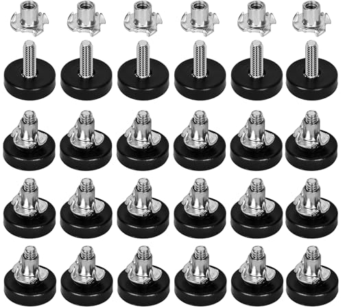 LRHAFET 24 Stück Stellfüße 5/16"-18 Thread, Stellteller Stellfuß mit Ruhige rutschfeste Gummibasis, Einstellschraube, Kann 450kg,Maschinenfüße für Tischbeine Möbelbeine. (5/16"-18 Thread, 24 stück) von LRHAFET