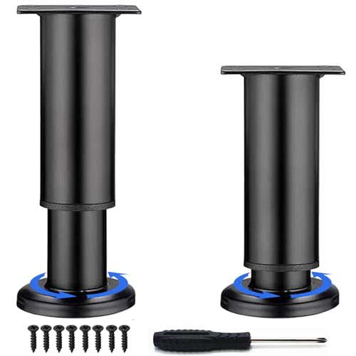 2 Stück Möbelfüße Höhenverstellbar,Möbelbeine Metall Schwarz, Möbelfüße Verstellbare, Furniture Legs,Möbelbeine für Schrank Fernsehschrank Bett Sofa Nachttisch Lehrstuhl.(Schwarz - 2PCS, 18-30cm) von LRHAFET