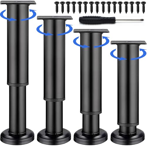 LRHAFET 4 Stück Möbelfüße Höhenverstellbar,Möbelbeine Metall Schwarz, Möbelfüße Verstellbare, (Schwarz - 4PCS, 25-43cm) von LRHAFET