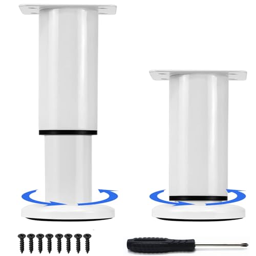 2 Stück Möbelfüße Höhenverstellbar,Möbelbeine Metall Schwarz, Möbelfüße Verstellbare, Furniture Legs,Möbelbeine für Schrank Fernsehschrank Bett Sofa Nachttisch Lehrstuhl. (Weiß - 2PCS, 12-18cm) von LRHAFET
