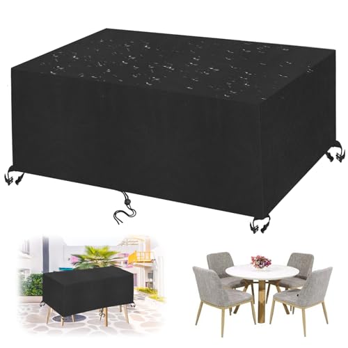 Abdeckung Gartenmöbel, Abdeckhaube für Gartenmöbel Wasserdicht Winddicht Anti-UV 420D Oxford Schutzhülle für Gartentisch Möbelsets-Black|| 120x100x75cm/47x39x30in von LRHRHR