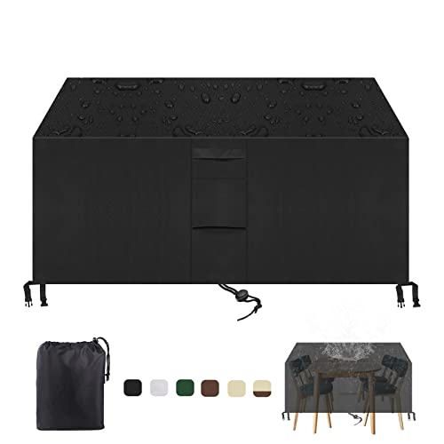 Gartenmöbel Abdeckung, Wasserdicht UV-Schutz Abdeckhaube Schutzhülle mit Belüftungsöffnungen, 420D Oxford Schutzhülle für Gartentisch Sitzgruppe-Black||60x60x60cm/24x24x24in von LRHRHR