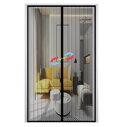 Magnet Fliegengitter Tür, Insektenschutz Balkontür Auto Schließen Magnetische Adsorption, ohne Bohren, für Balkon Wohnzimmer Türen-Black-A|| 110x180cm(43x70inch) von LRHRHR