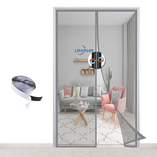 Magnet Fliegengitter Tür, Insektenschutz Balkontür Automatisches Schließen Fliegenvorhang Moskitonetz für Balkontür Wohnzimmer, Ohne Bohren-Gray|| 75x200cm(29x78inch) von LRHRHR