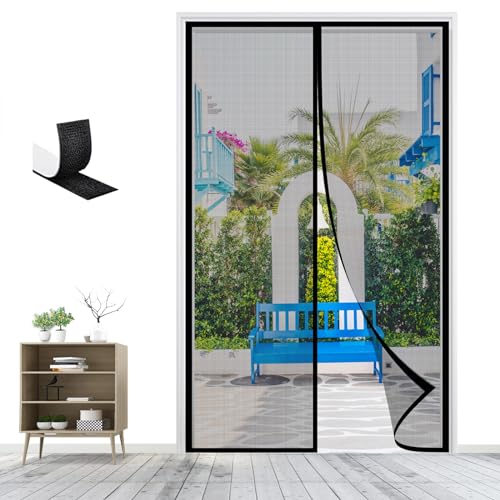Magnet Fliegengitter Tür, Insektenschutz Magnetischer Fliegenvorhang Balkontür Automatisches Schließen für Wohnzimmer Terrassentür-Black-B|| 85x205cm(33x80inch) von LRHRHR