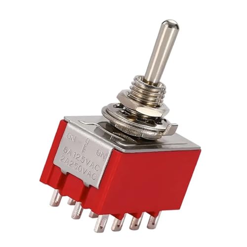 1 PCS,12Pin,Toggle Switches,Red,2/3 Position,ON-ON DPDT Mini Toggle Switches,6A/125V-2A/250V AC,MTS-402,Push Button Switch(MTS-402ON-OFF) von LRMBGVIBI