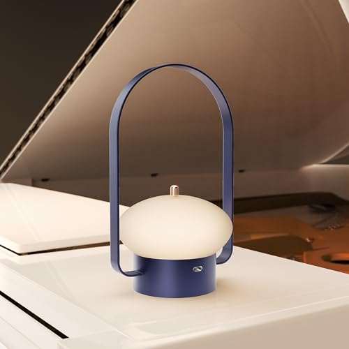 LROLTEF Led Lampe Tischleuchte Nachttischlampe Dimmbar Touch Tischlampe Akku Tragbar & Aufladbar - Lampen Nachtlicht Tischleuchten Kabellos Tragbare Wiederaufladbare für Outdoor Camping | Marineblau von LROLTEF