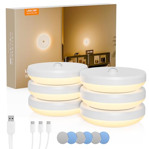 LROLTEF Nachtlicht Lampe für Kinder Baby - Aufladbar Night Light LED Treppenbeleuchtung - 3000K Nachtlampe Schlummerleuchten mit Verbindungsinduktion Bewegungsmelder für Kinderzimmer, Treppe | 6 Stück von LROLTEF