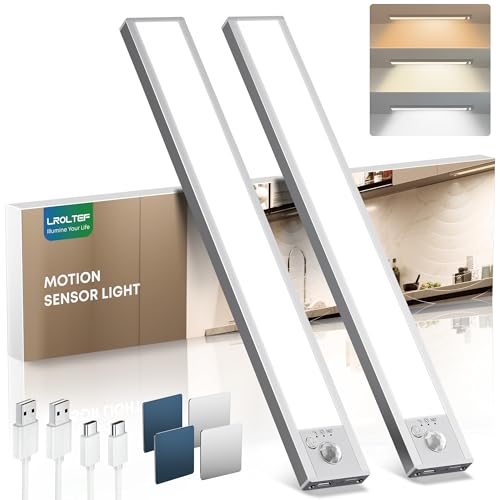 LROLTEF Schrankbeleuchtung Led Lampe mit Bewegungsmelder - 30cm 2200mAh 6500K 4000K 3000K 3 Farbtemperaturen Dimmbar Unterbauleuchte Küche Licht Treppenlicht Aufladbar Magnetische mit Sensor | 2 Stück LROLTEF Schrankbeleuchtung Led Lampe mit Bewegungsmelder - 30cm 2200mAh 6500K 4000K 3000K 3 Farbtemperaturen Dimmbar Unterbauleuchte Küche Licht Treppenlicht Aufladbar Magnetische mit Sensor | 2 Stück von LROLTEF