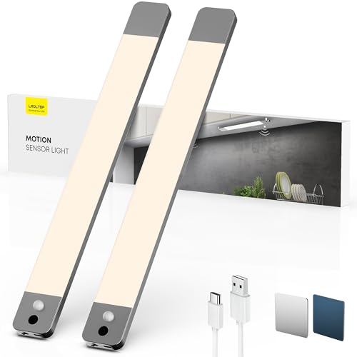LROLTEF Schrankbeleuchtung Led Lampe mit Handwelle & Bewegungsmelder - 40cm 2200mAh 4000K Schranklicht Unterbauleuchte Küche Licht - Aufladbar Dimmbar Kleiderschrank | Grau Aussehen 2 Stück LROLTEF Schrankbeleuchtung Led Lampe mit Handwelle & Bewegungsmelder - 40cm 2200mAh 4000K Schranklicht Unterbauleuchte Küche Licht - Aufladbar Dimmbar Kleiderschrank | Grau Aussehen 2 Stück von LROLTEF