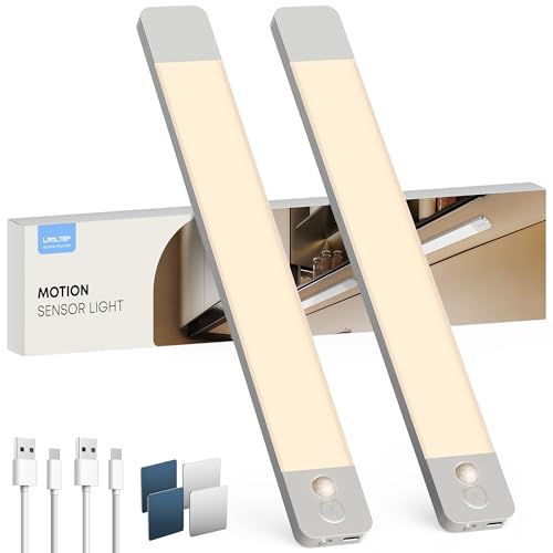 LROLTEF Schrankbeleuchtung Led Lampe mit Handwelle & Bewegungsmelder - 40cm 2200mAh 4000K Schranklicht Unterbauleuchte Küche Licht - Aufladbar & Dimmbar Vitrinenbeleuchtung Kleiderschrank | 2 Stück von LROLTEF