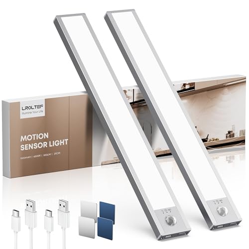 LROLTEF Schrankbeleuchtung Led Lampe mit Bewegungsmelder - 21cm 1500mAh Unterbauleuchte Küche Licht Aufladbar mit Sensor - Dimmbar Schranklicht Treppenlicht - Vitrinenbeleuchtung Magnetische | 2 Stück LROLTEF Schrankbeleuchtung Led Lampe mit Bewegungsmelder - 21cm 1500mAh Unterbauleuchte Küche Licht Aufladbar mit Sensor - Dimmbar Schranklicht Treppenlicht - Vitrinenbeleuchtung Magnetische | 2 Stück von LROLTEF
