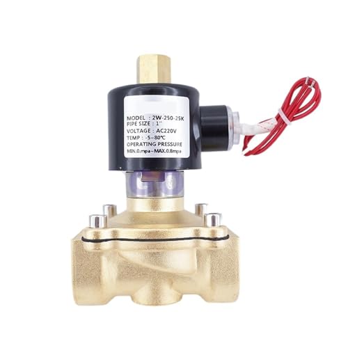 2-Wege-Magnetventil, 0~10 bar, direkter Anschluss, 2W250-25K, NBR-Dichtung, Öffnung 25 mm, G1 Zoll, Messing, Wasser/Luft, normalerweise offen(AC220V) von LRPLLWNT