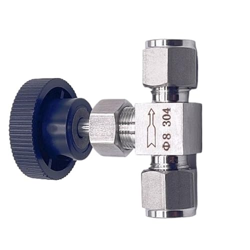 Einstellbares Nadelventil AD 3 4 6 8 10 12 14 mm 1/8 "1/4" Kompressions-Doppelring-Rohrverbinder Edelstahl 304(12mm) von LRPLLWNT