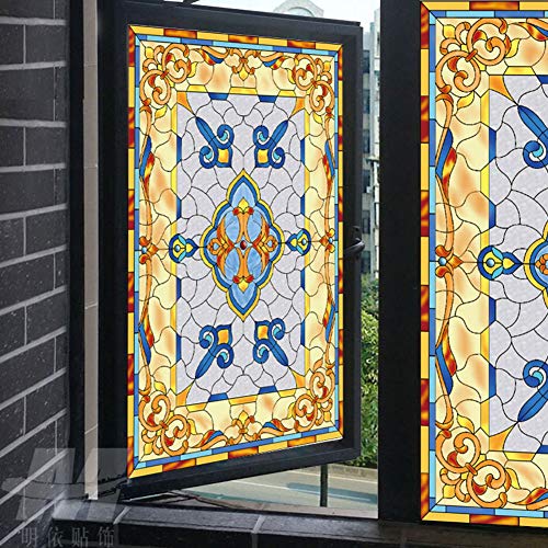LRQY Selbstklebende Fensterfolie Dekoratives Buntglas, mattiert, blickdicht, Fensteraufkleber, Schlafzimmer, Badezimmer, Wohnzimmer, Glas, 50 x 120 cm von LRQY