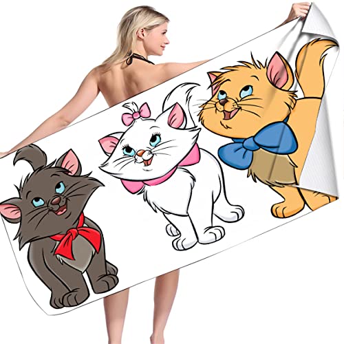 LRUD Aristocats-Strandtücher,Badetücher Für Kinder,Kinder Geschenkidee - Cat - Mare Duschtuch/Handtuch Mit Namen Badetuch Für Mädchen (A04,70x140cm) von LRUD