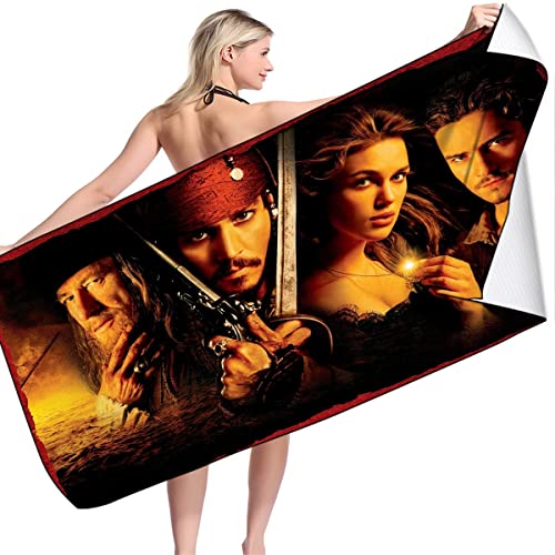 LRUD Mikrofaser Handtuch,Strandtuch Groß 100x200,Badetuch Groß XXL Größe,Pirates,Badehandtuch Frottee,Caribbean, Männer (A02,90x180cm) von LRUD