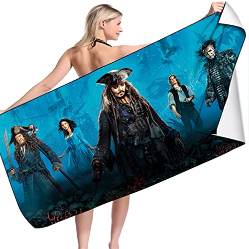 LRUD Mikrofaser Handtuch,Strandtuch Groß 100x200,Badetuch Groß XXL Größe,Pirates,Badehandtuch Frottee,Caribbean, Männer (A04,100x200cm) von LRUD