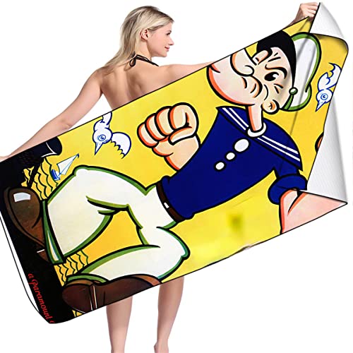 LRUD Strandtuch Kinder Mädchen Jungen Ppeye Sailor,microfaser Strandtuch - Strandtuch Groß-Strand Handtücher,Badetuch Für Kinder (A02,70x140cm) von LRUD