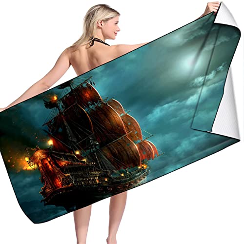 LRUD Strandtuch Mikrofaser,Sailboat Camping Handtuch Groß,Badetuch Strandhandtuch,Leichtes Und Dünnes Tragbares Saunatuch Badehandtuch (A03,80x160cm) von LRUD