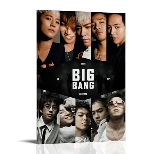 LRXDECOR Big Bang Plakat, trendige Kpop Sterne Leinwand Poster Hit ästhetische Wandkunst Druck für modernes Zuhause Schlafzimmer Dekor 30 x 45 cm (12 x 18 Zoll) Rahmen von LRXDECOR