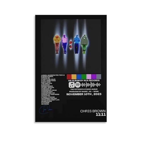 LRXDECOR Chris Brown-11 11 Poster, Pop-Musikalbum-Cover, Leinwand-Poster, Wandkunstdruck für Schlafzimmer, Zuhause, ästhetische Dekoration, 30 x 45 cm, ungerahmt von LRXDECOR