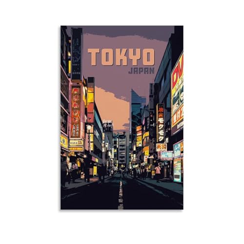 LRXDECOR Tokyo Japan-Poster, stilvolle ästhetische Leinwand-Wandkunst für einzigartige Heimdekoration, 60 x 90 cm, ungerahmt, 4 von LRXDECOR