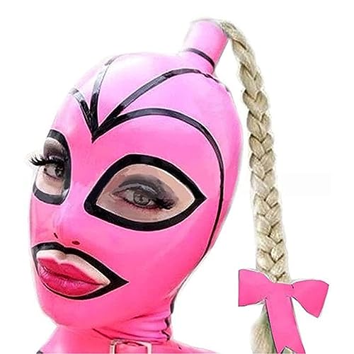 BDSM SM Masks X Latex Masks Ponytail mask Masquerade Masks Fetish Sex Masks Bondage Masks Extreme Halloween Masks Sex Headwear Party Masks for Women Sex Toys,L,Pink von LRXETSHOP